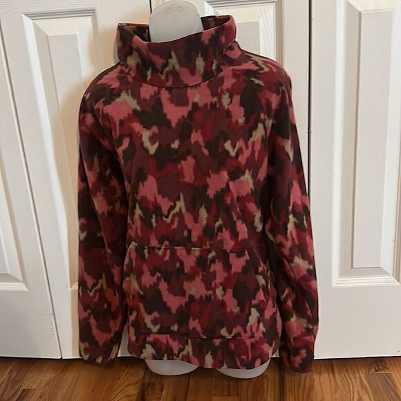 Eddie Bauer Women's Quest Fleece Funnel-Neck Pink Redwood Camo Medium M EUC - Picture 2 of 8